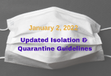 Updated Isolation & Quarantine Guidelines as of January 2, 2022